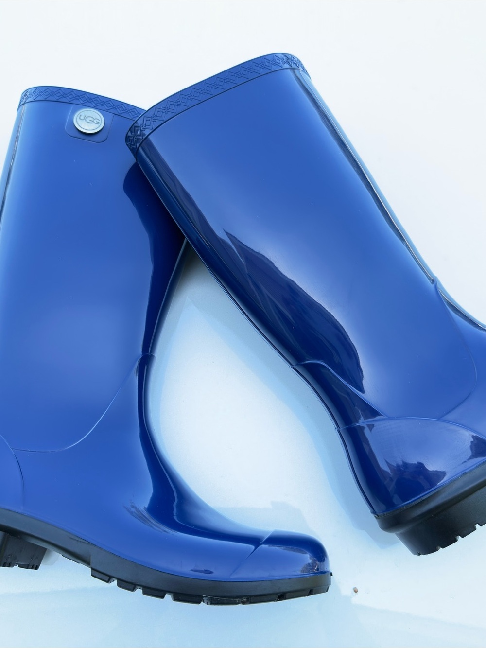 UGG Women's Glossy Navy Blue Rain Boots